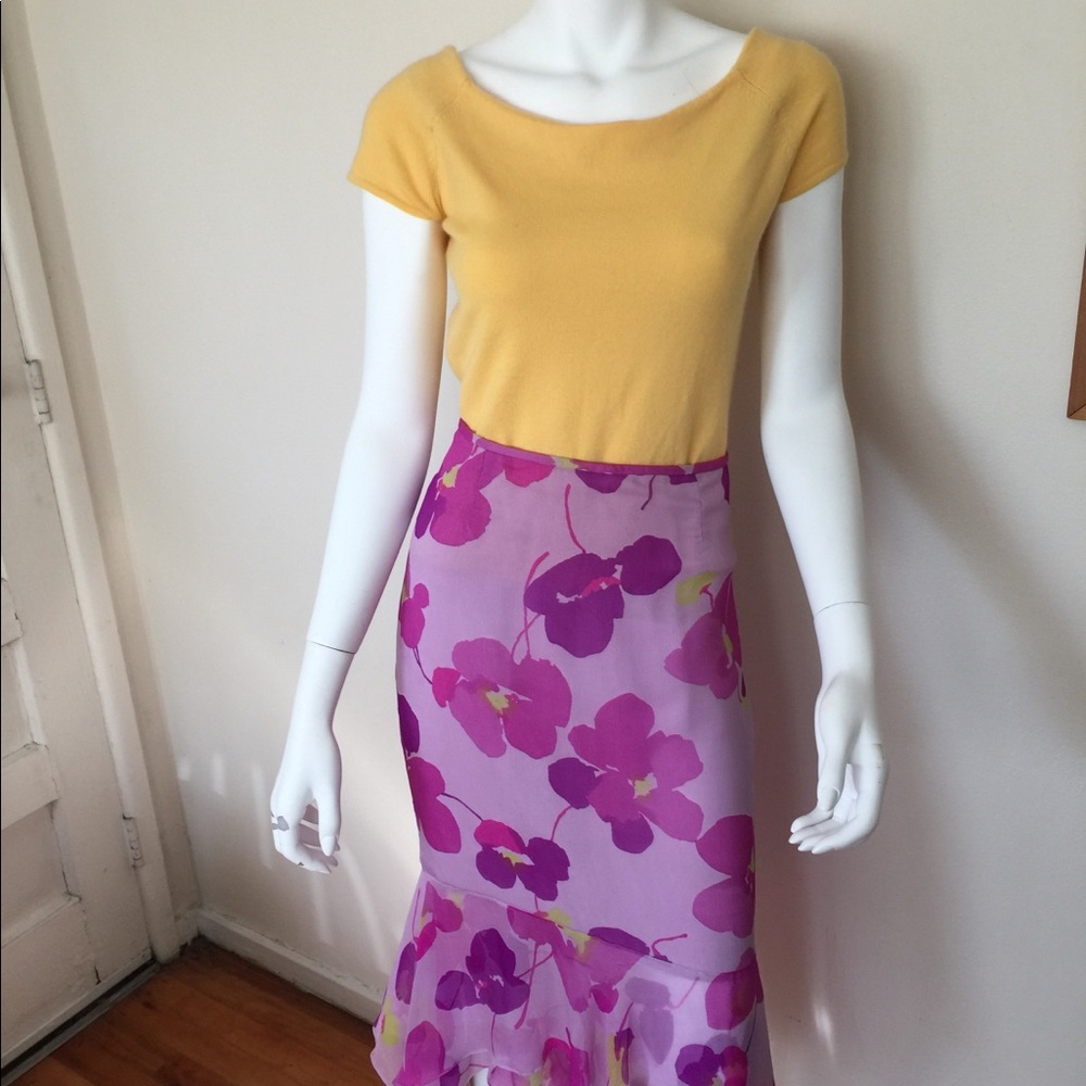 Heidi Weisel yellow short sleeve cashmere sweater